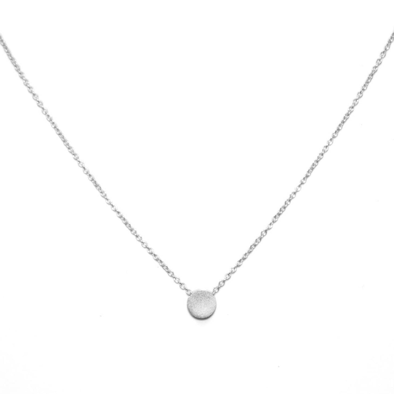 Sterling Brushed Mini Disc Necklace - A6