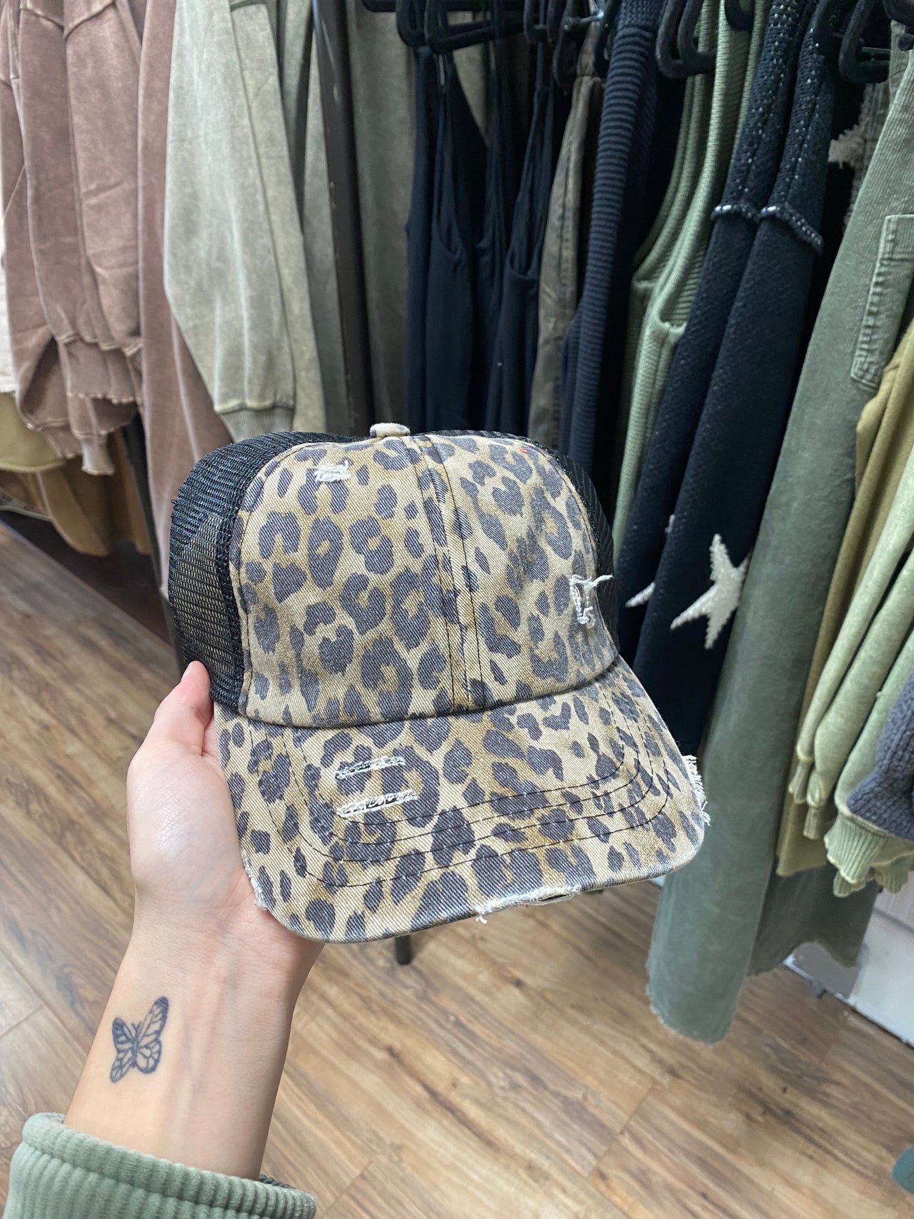 Criss-Cross Pony Cap- Animal Print