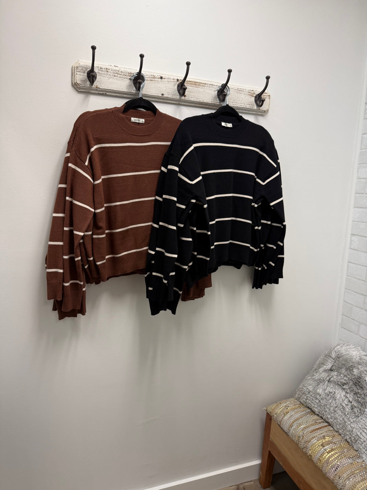 The Fireside Stripe Sweater- Black