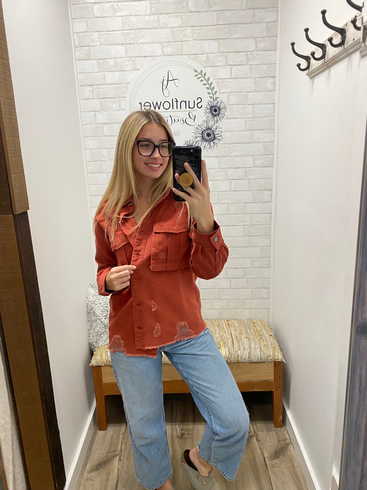 Harvest Stroll Denim Jacket - Rust-ish