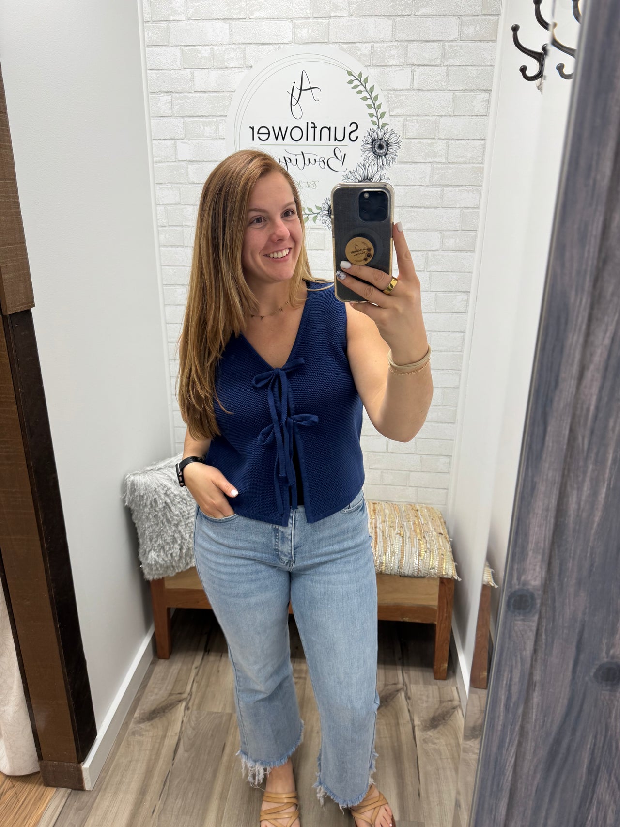 The Sweet Tie Sweater Vest- Navy