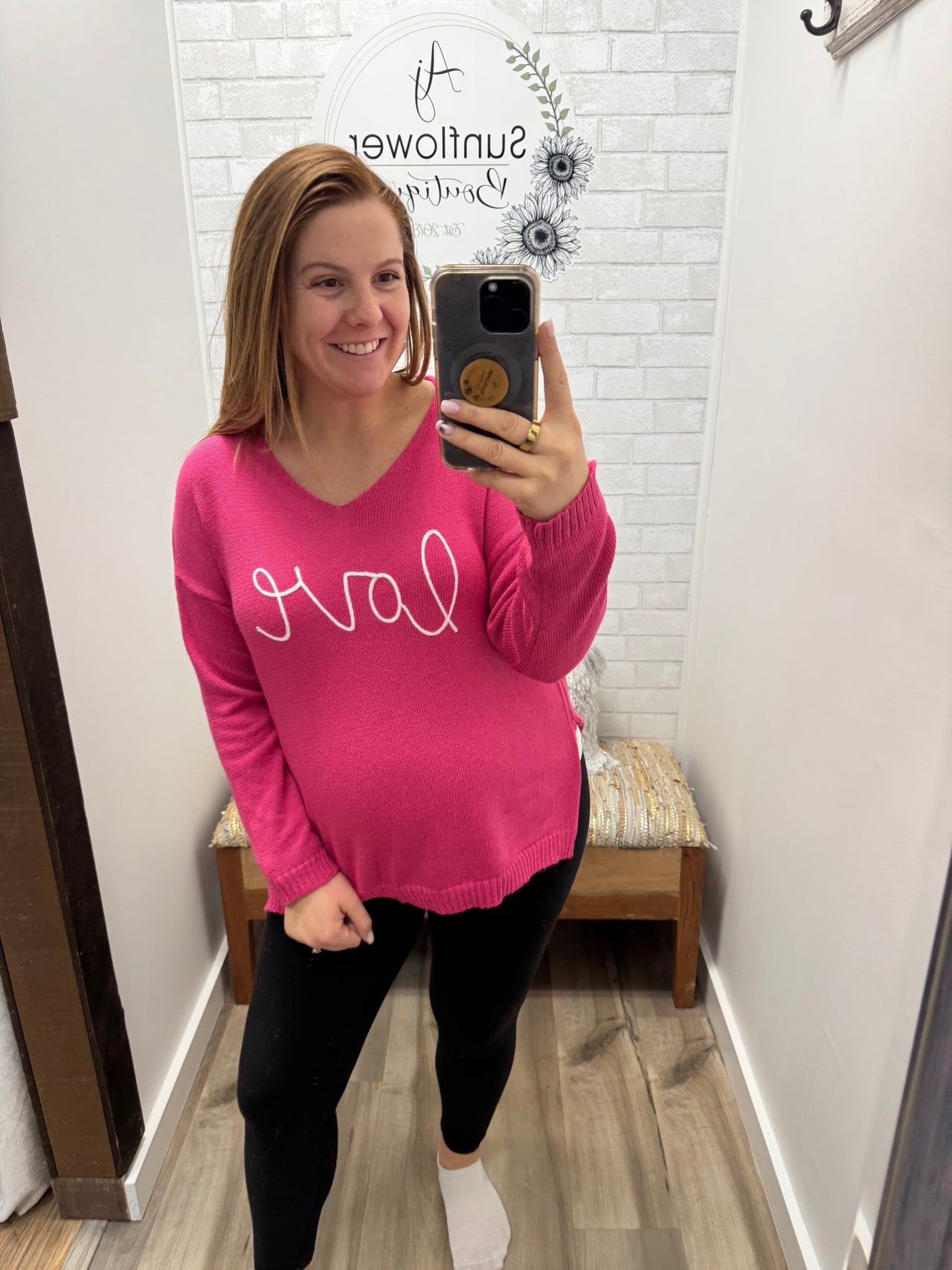 All You Need is Love Graphic Sweater-Hot Pink