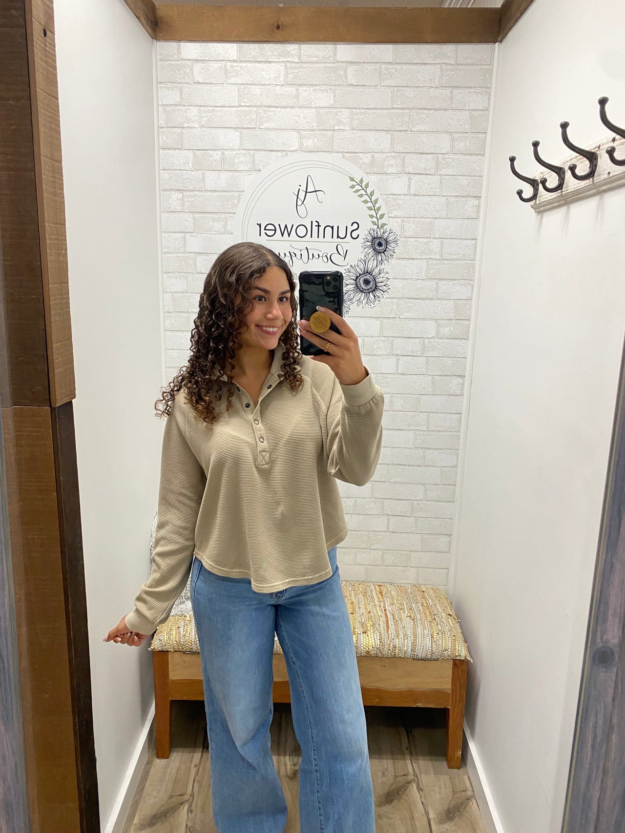 Latte Break Waffle Henley-Latte