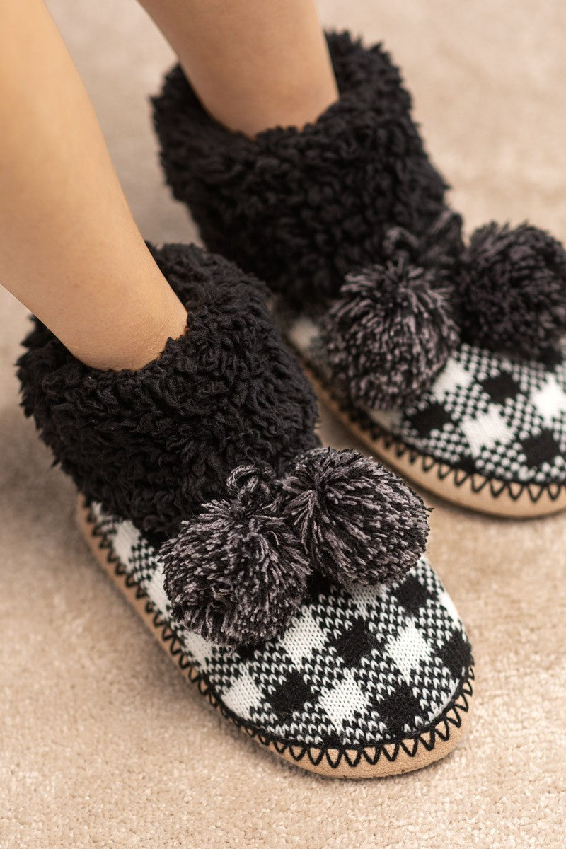 Buffalo Plaid Slippers- Back/White