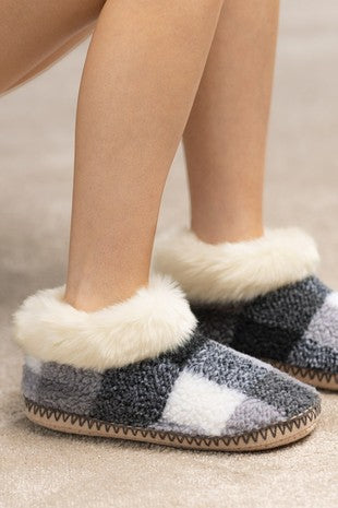 Buffalo Check Fur Slipper