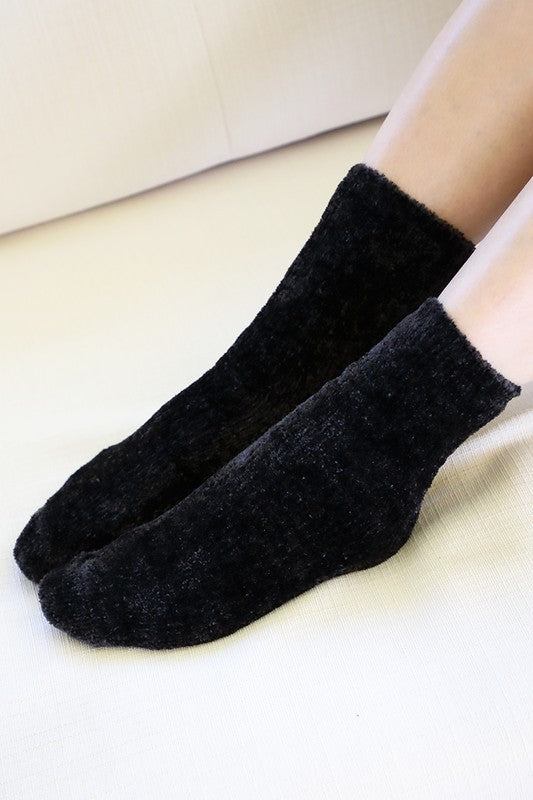 Oh So Cozy Chenille Socks-Black