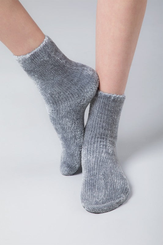 Oh So Cozy Chenille Socks-Charcoal