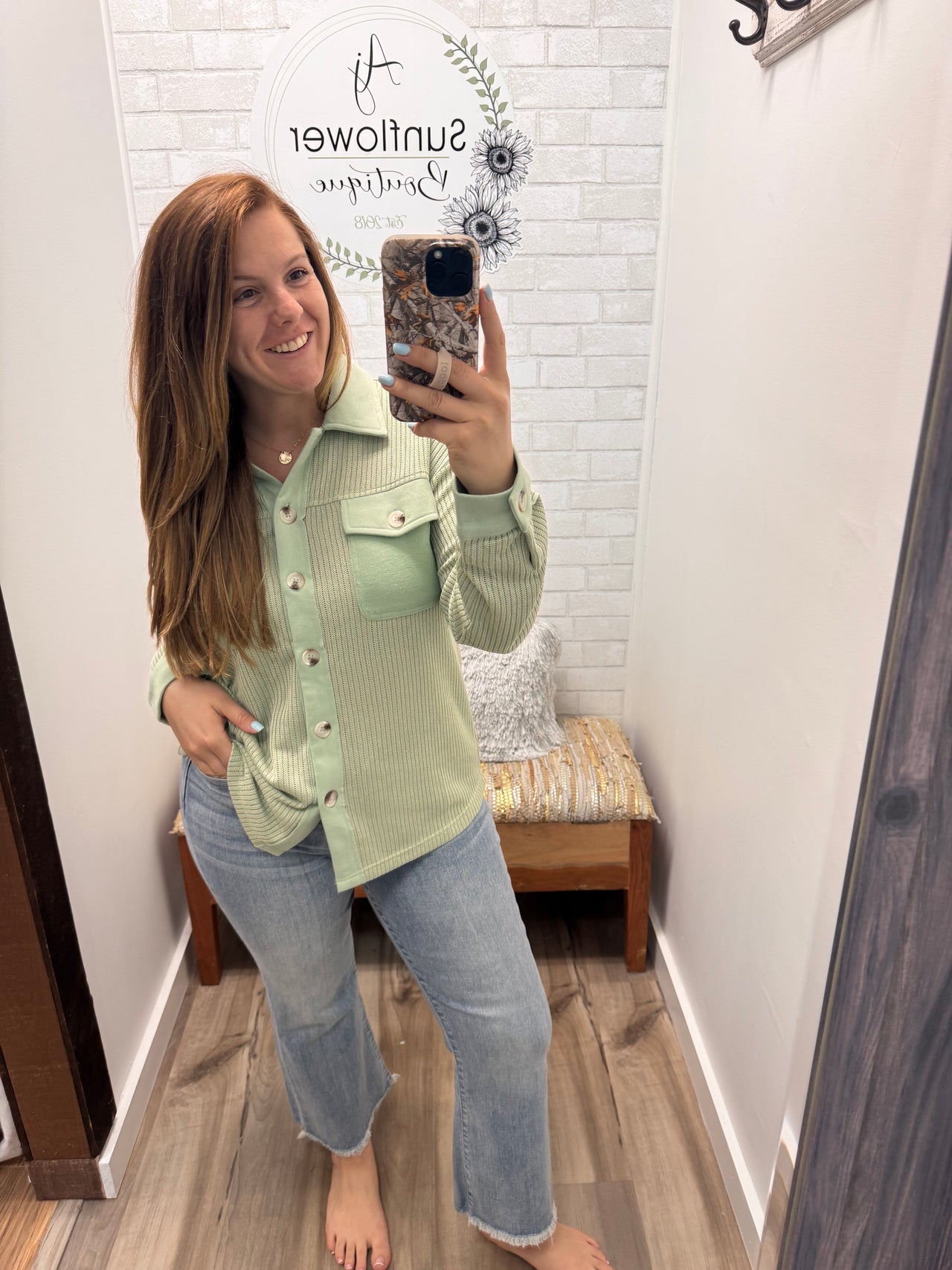 Harbor Mist Button Up Jacket