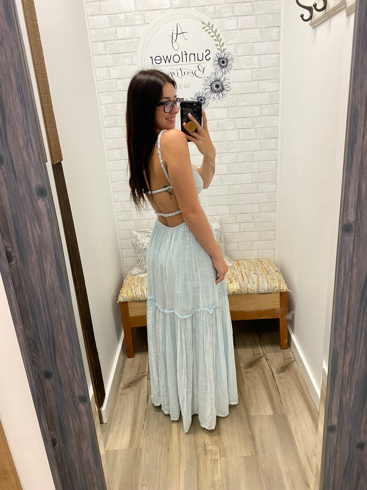 Sea Glass Shimmer Maxi Dress