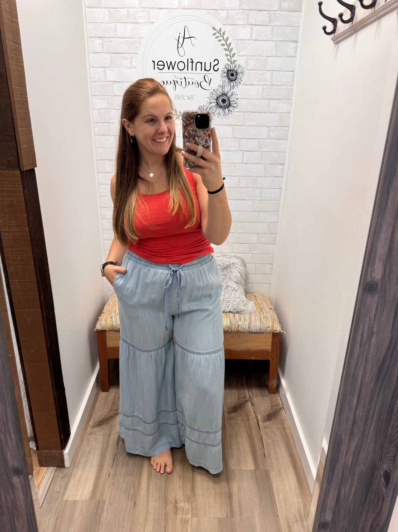 Chambray Wide Leg Pant