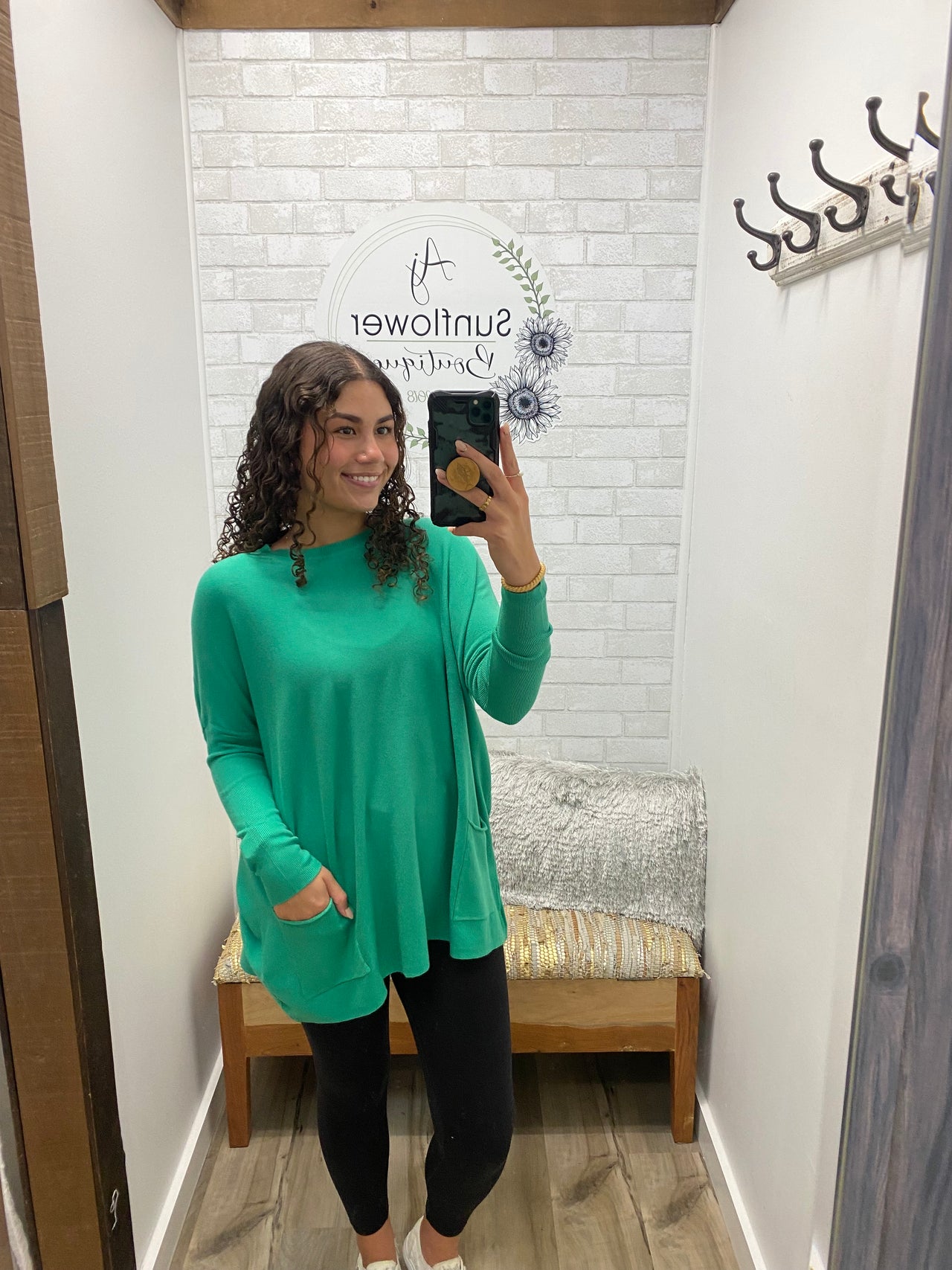 Forever Favorite Pocket Sweater-Kelly Green