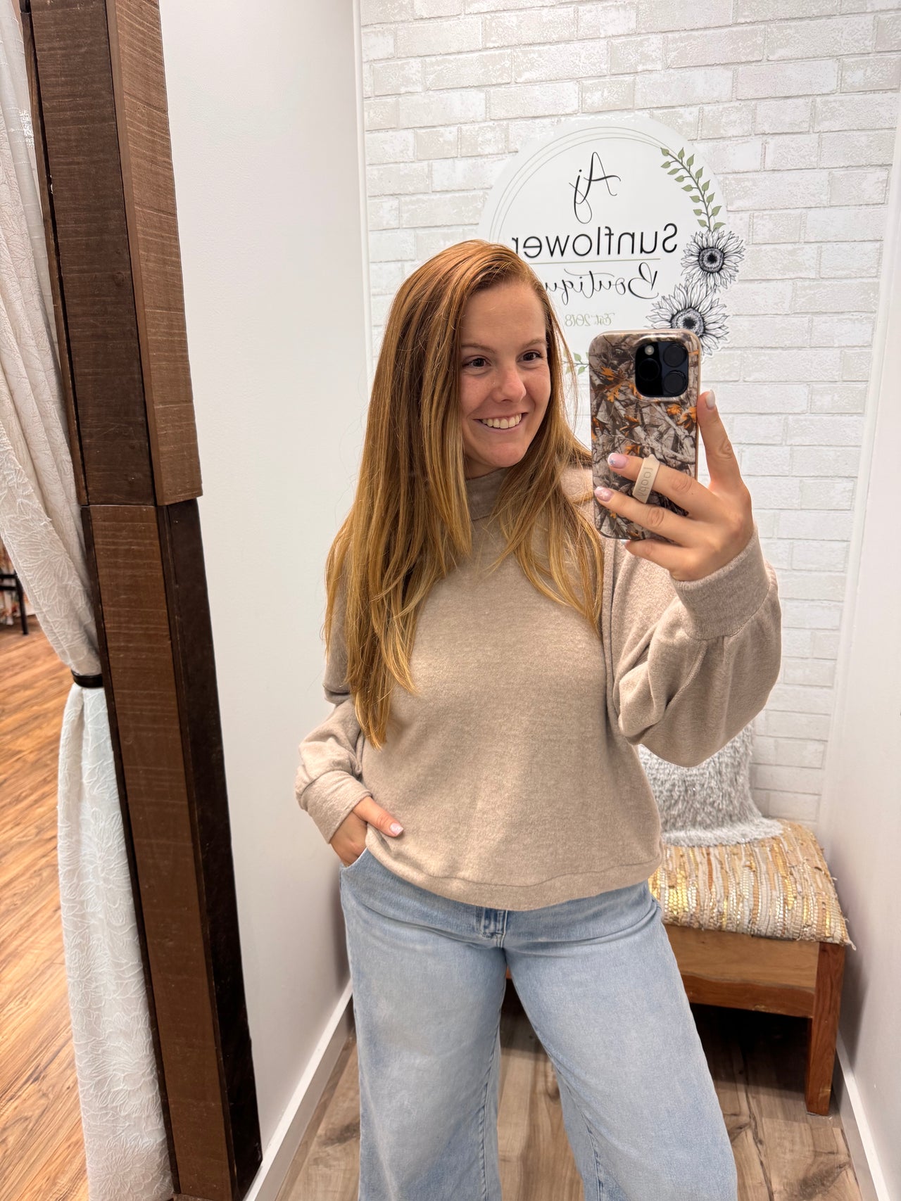 Cozy Days Mock Neck - Lt. Mocha