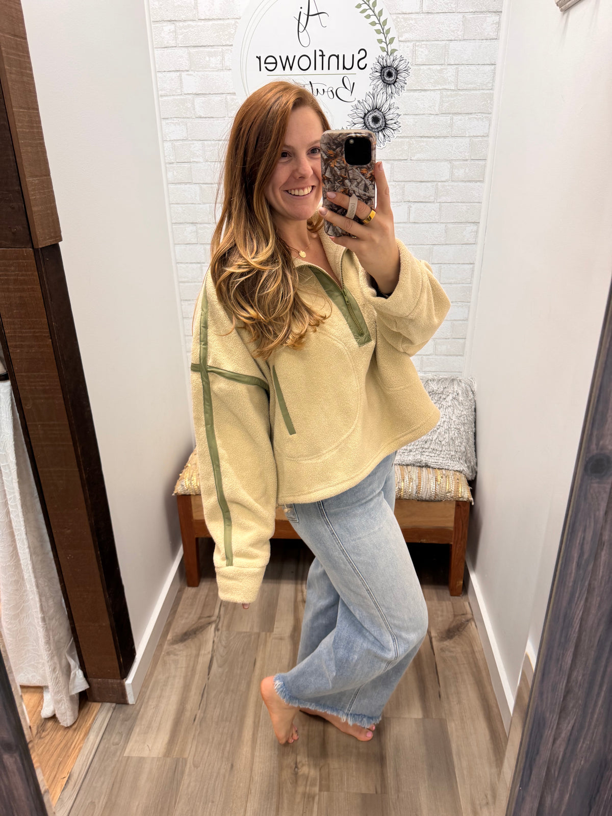 Weekend Escape Quarter Zip - Beige