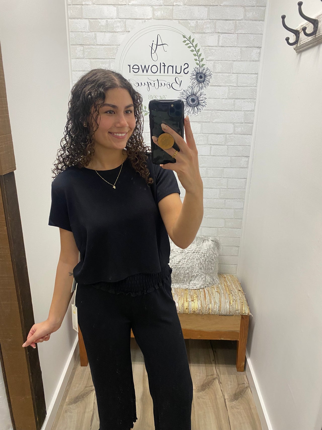 On the Go Ribbed Top- Black