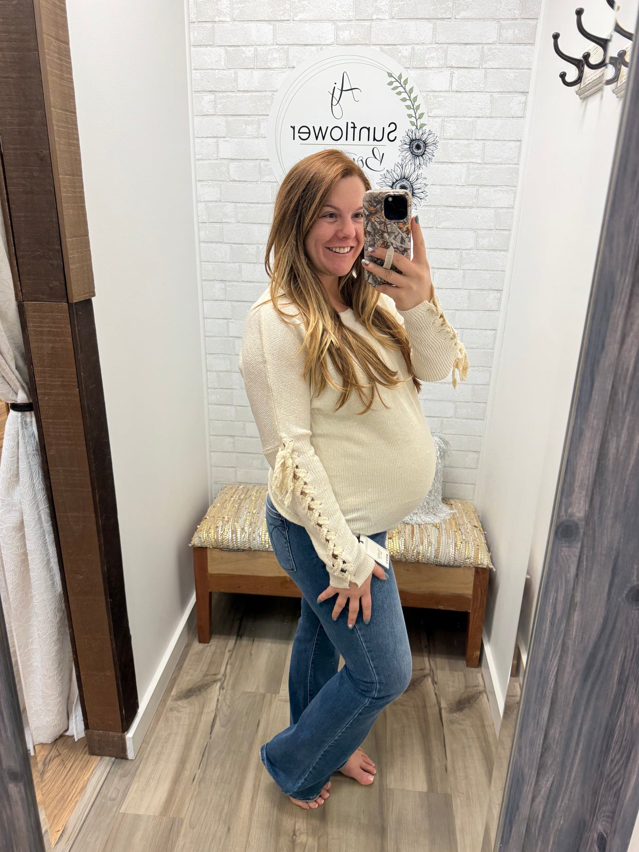 Cozy Harbor Lace Sleeve Sweater