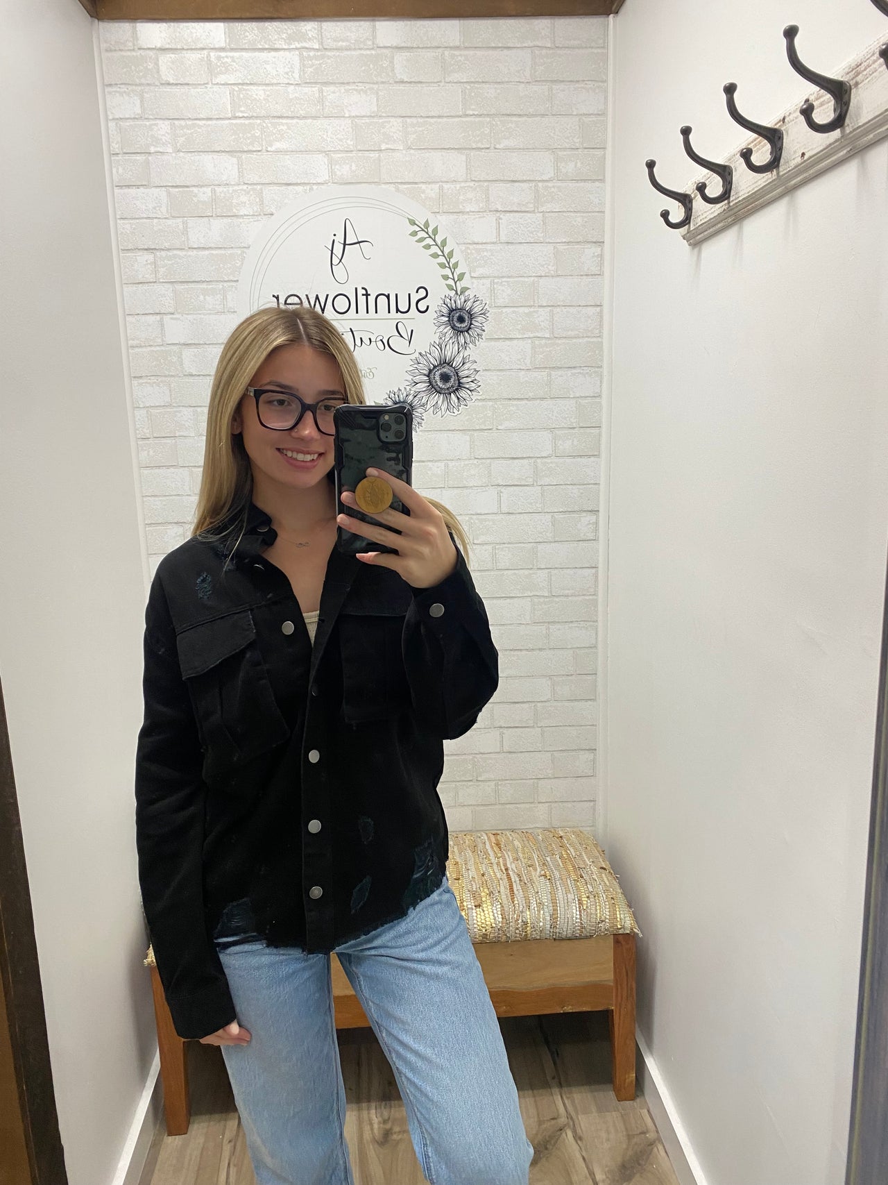 Harvest Stroll Denim Jacket - Black