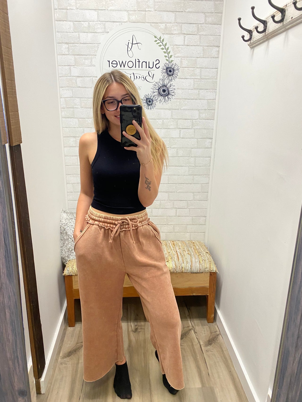 Vintage Vibes Palazzo Sweatpants- Rust