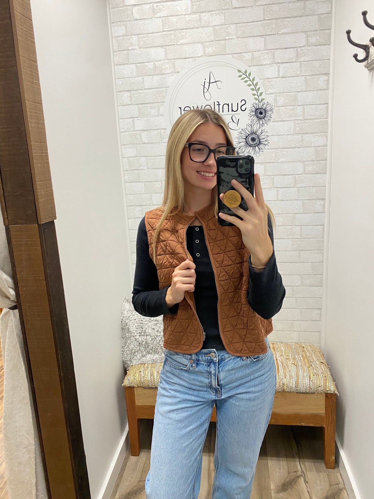 Coffee Run Quilted Vest- Mocha