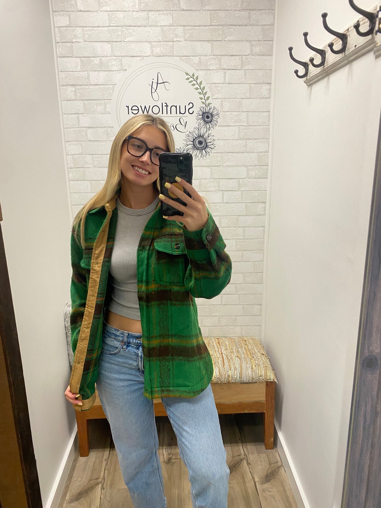 Fall Escape Shacket -Green Plaid