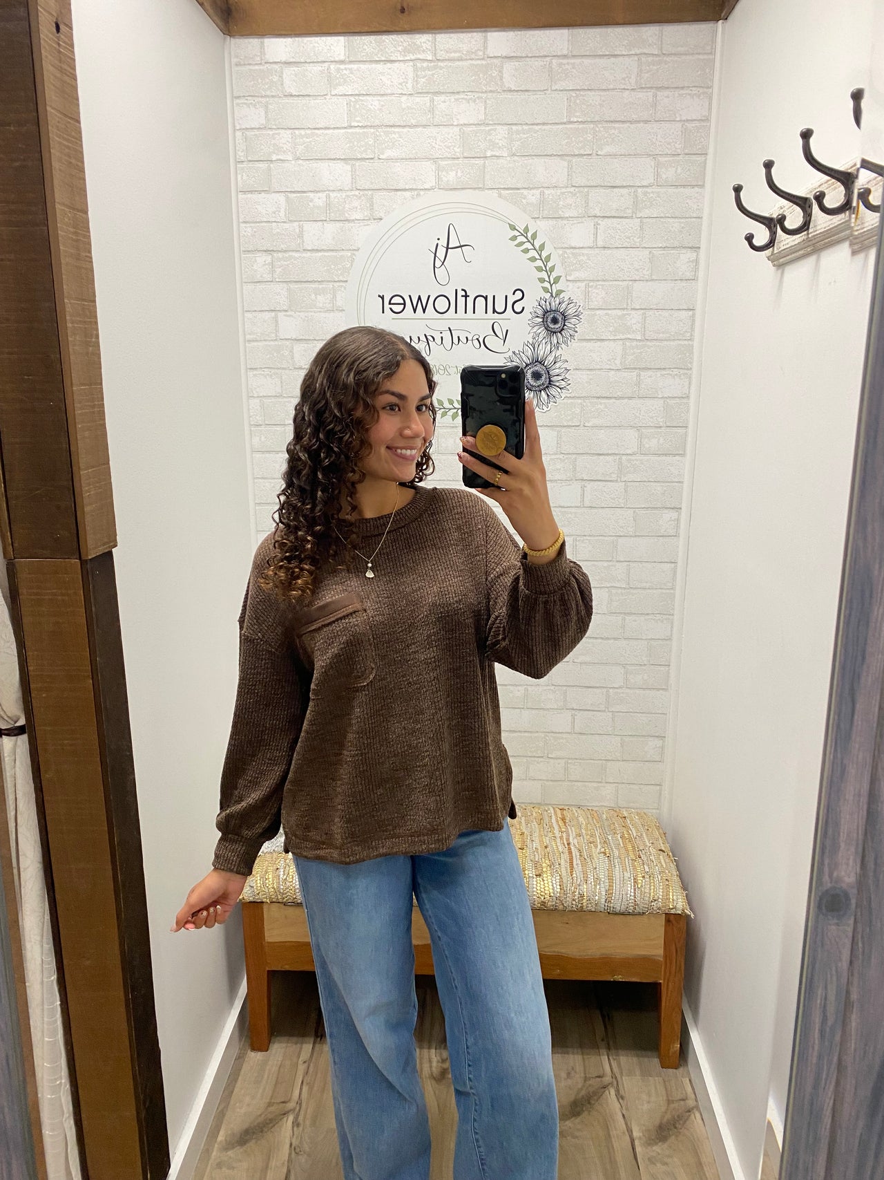 Lazy Sunday Waffle Top -Chocolate