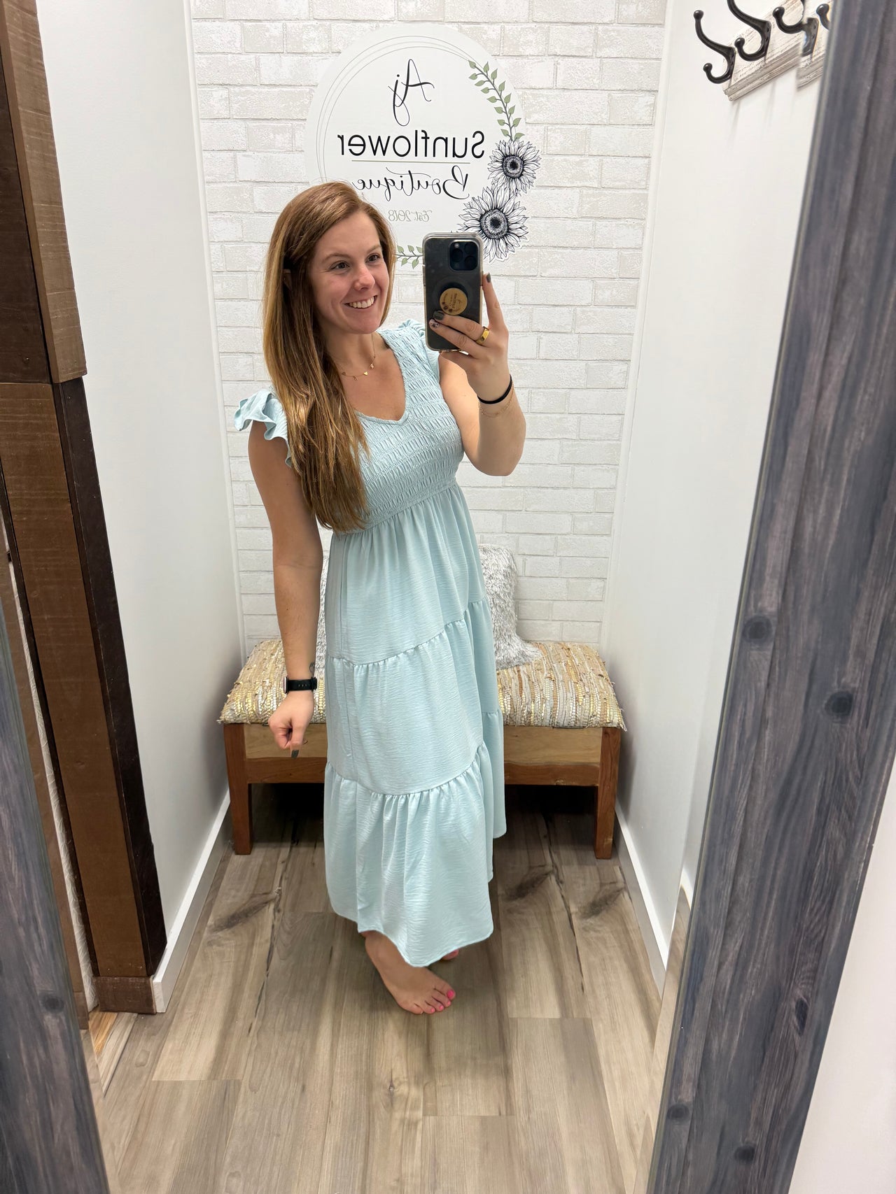 Sunday Brunch Midi Dress-Blue