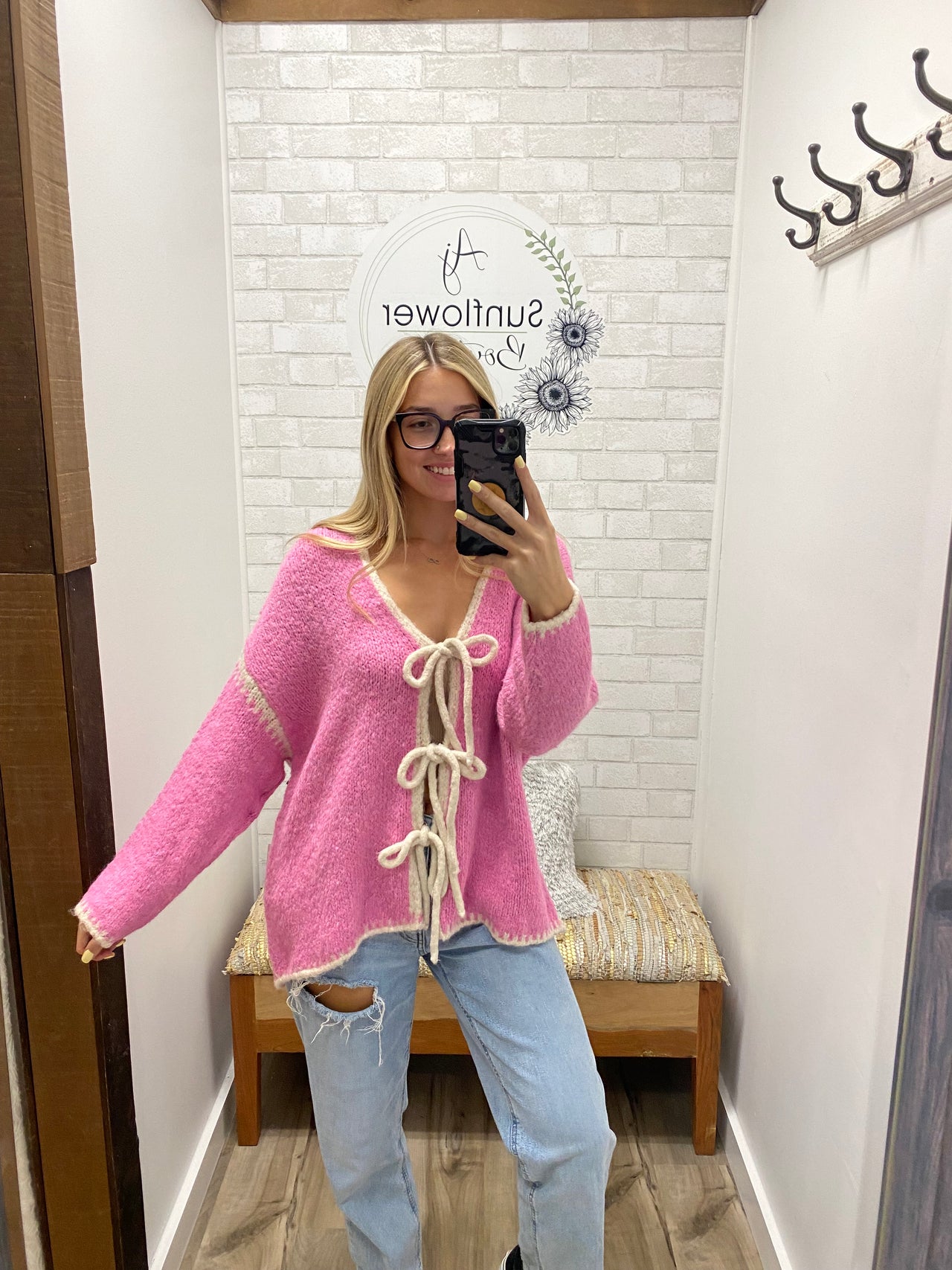 Pink Orchard Tie Cardigan