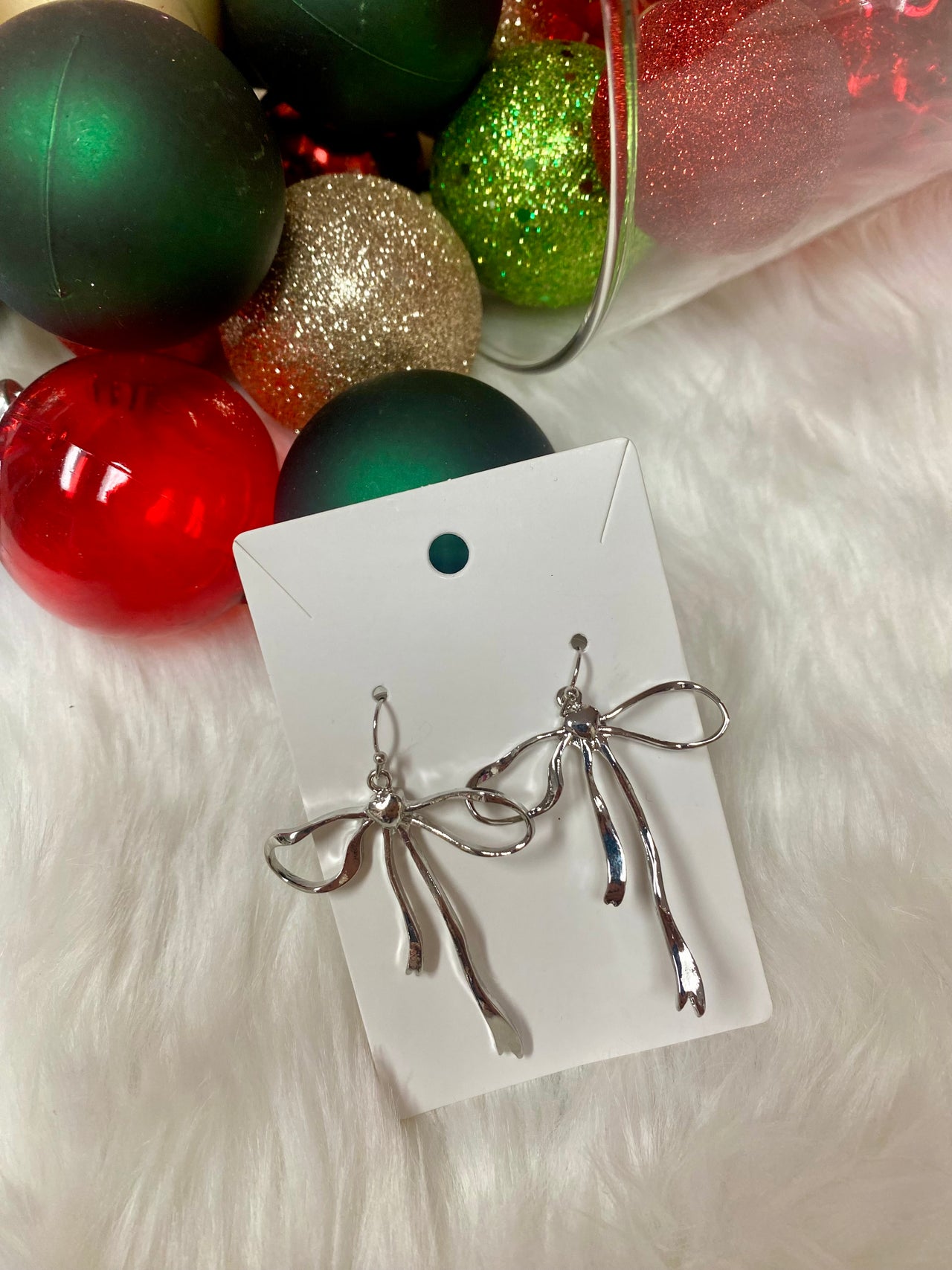 Silver Twirl Bow Earrings