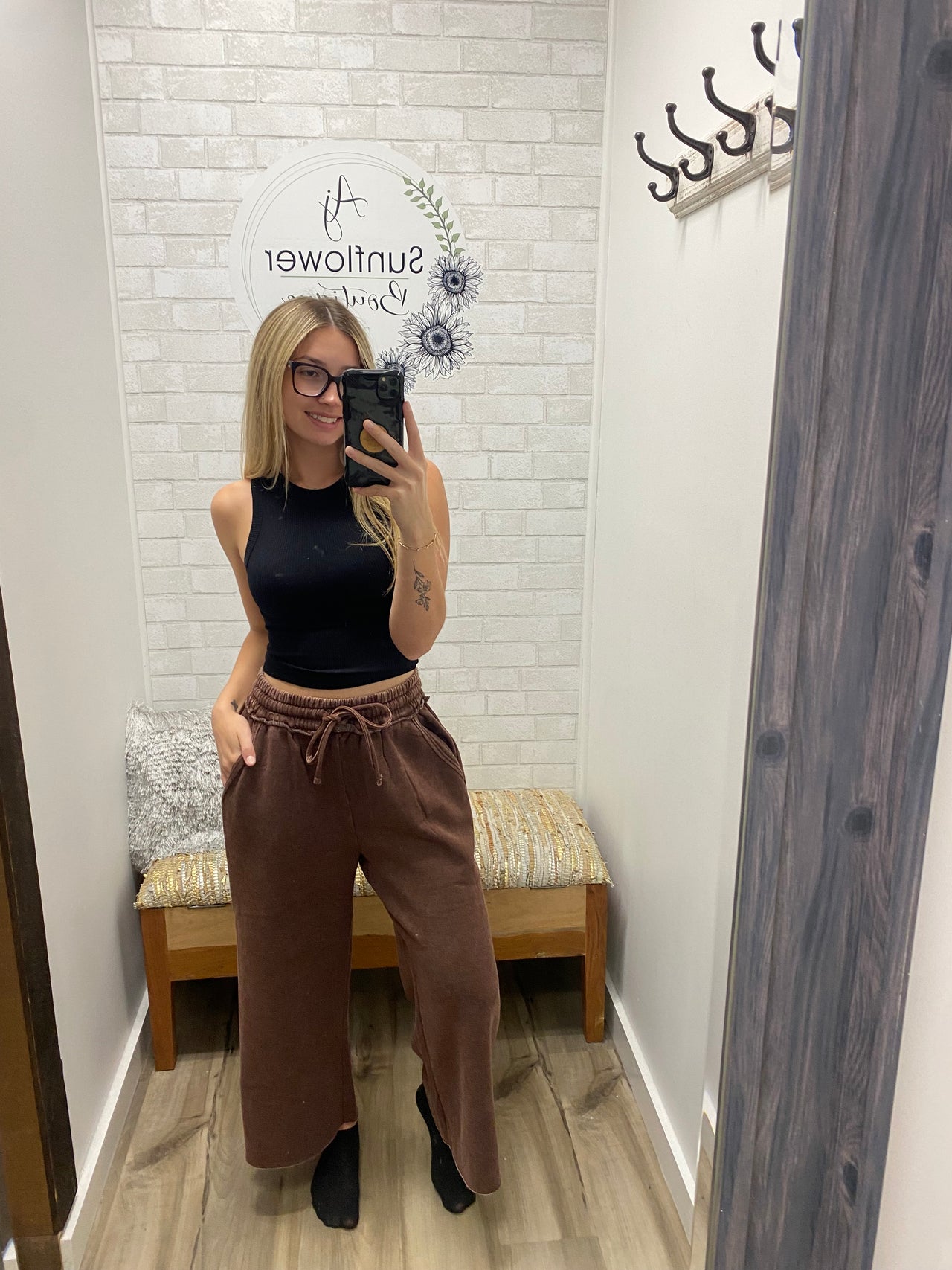 Vintage Vibes Palazzo Sweatpants- Mahogany