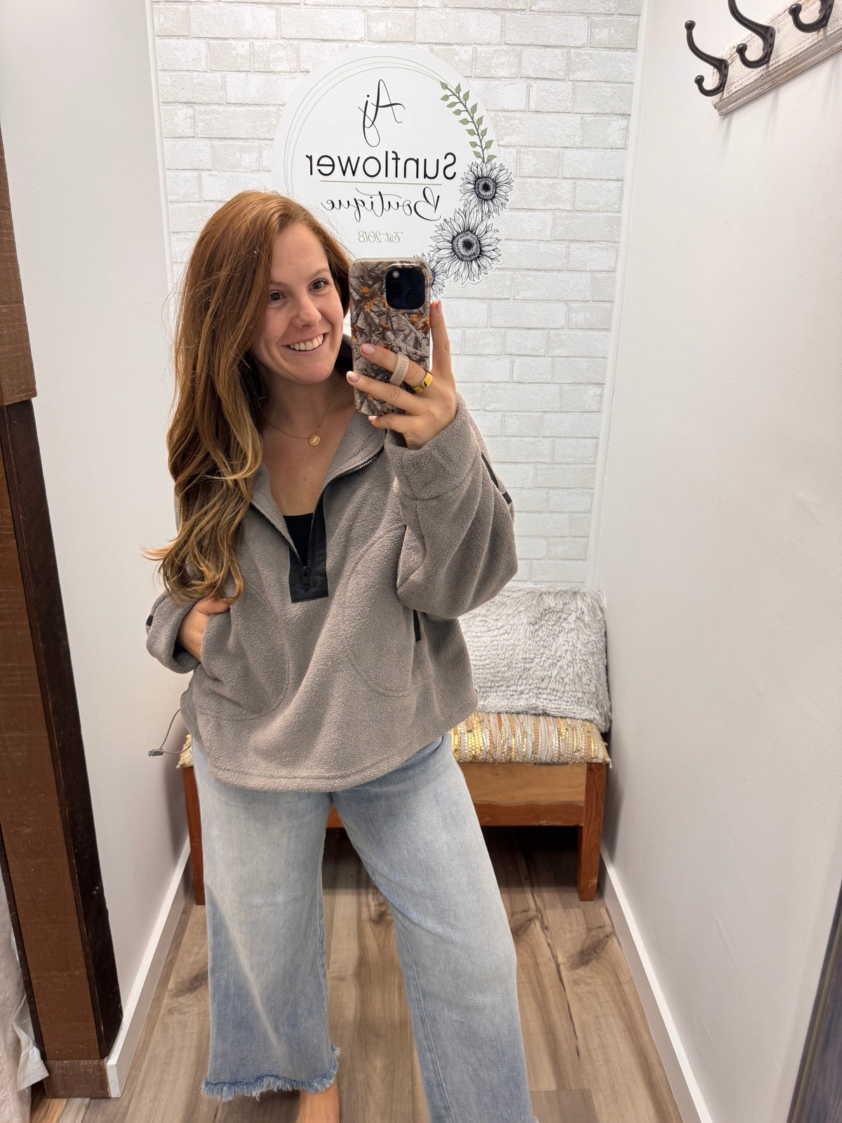 Weekend Escape Quarter Zip - Gray