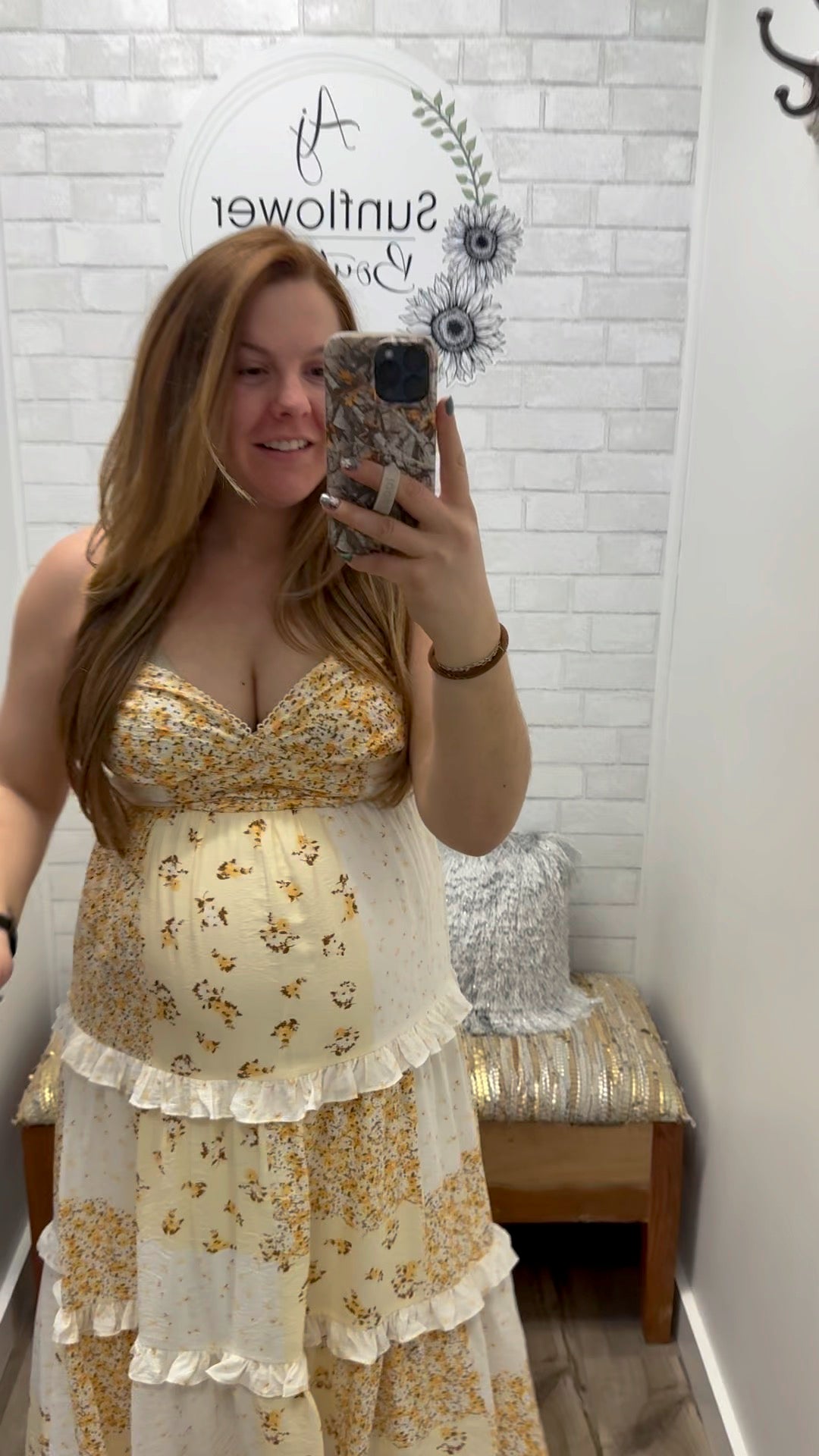 Golden Meadow Patchwork Midi Dress