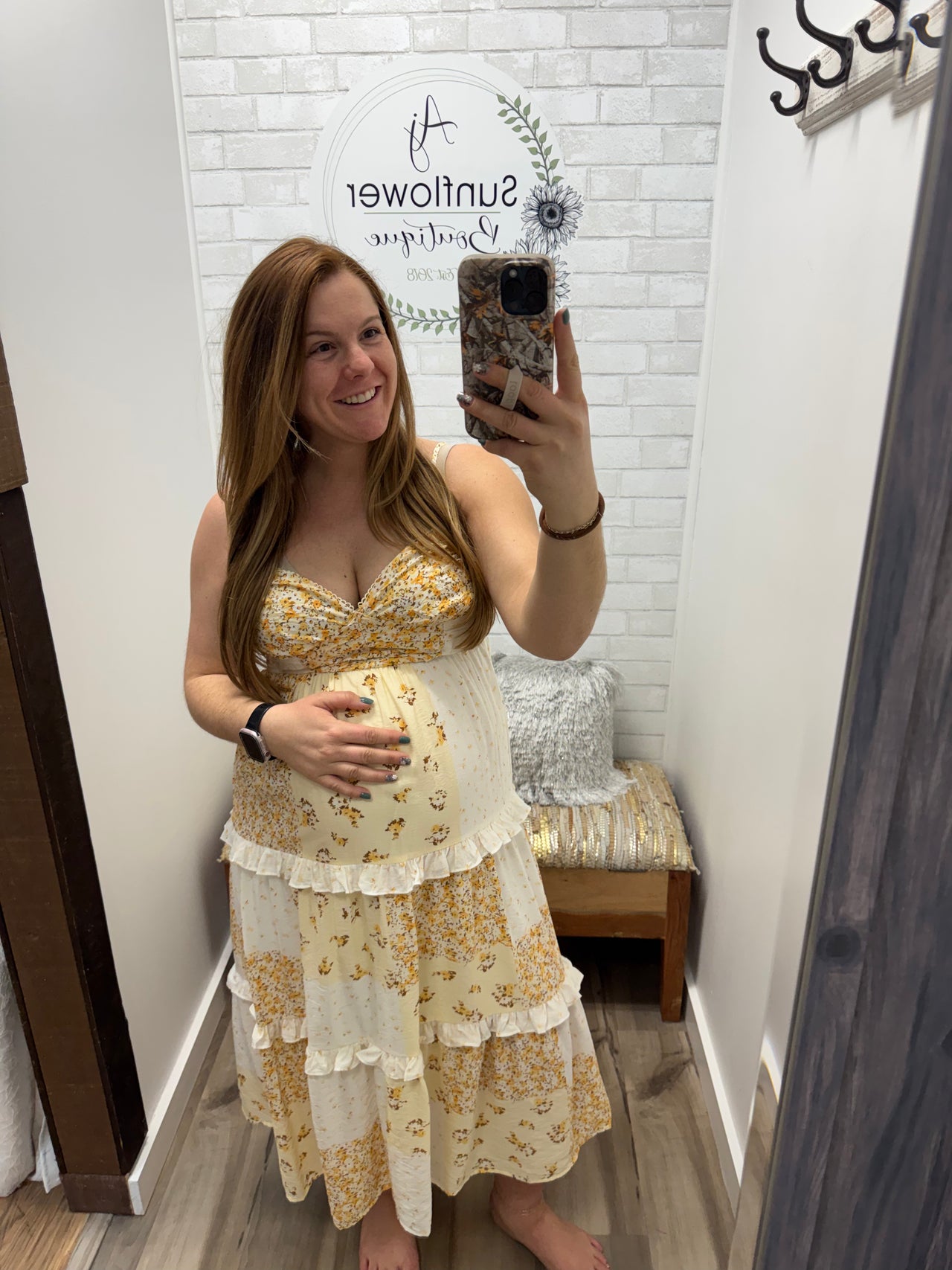 Golden Meadow Patchwork Midi Dress