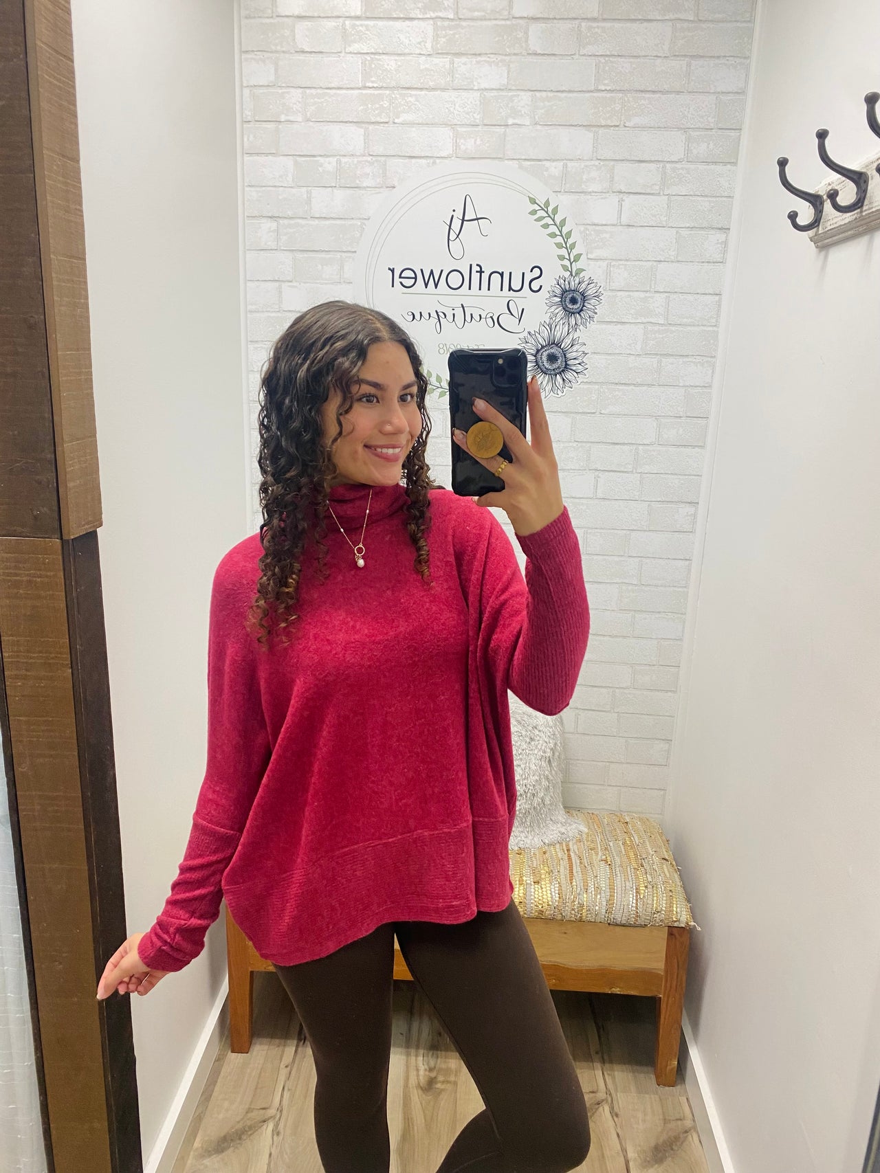 Cozy Season Turtleneck Sweater- Cabernet