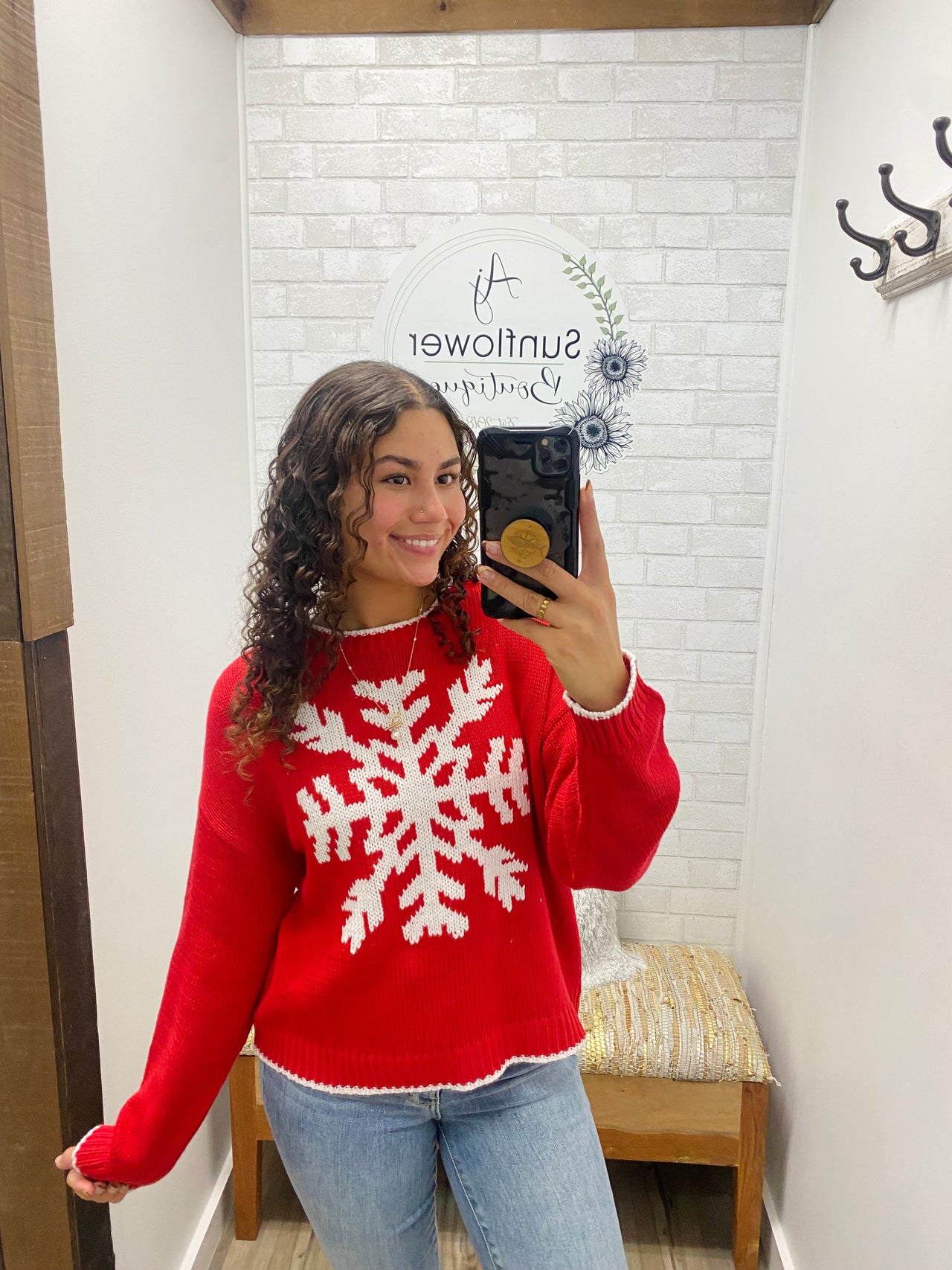 Ready for Snowflakes Sweater-Red/White