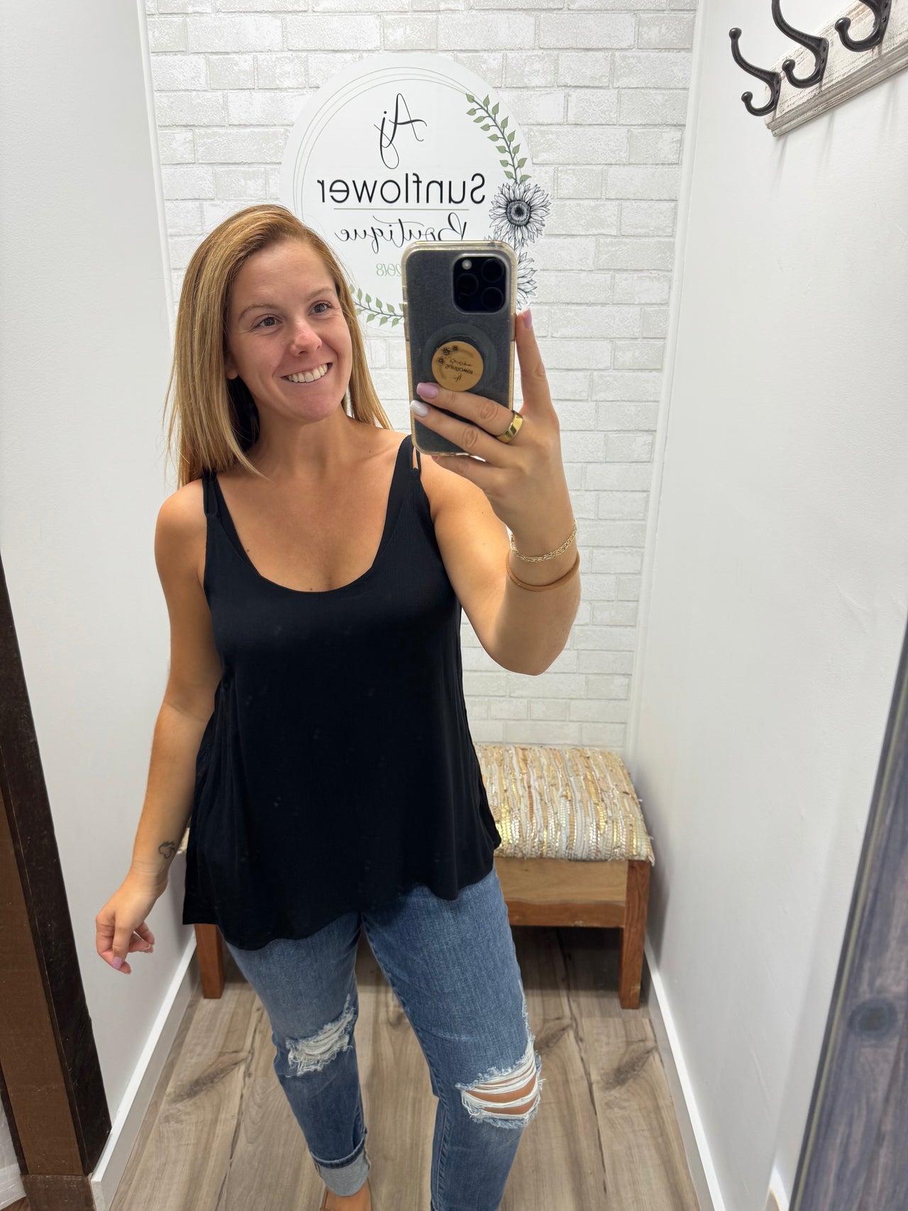 Effortless Days Double Strap Cami- Black