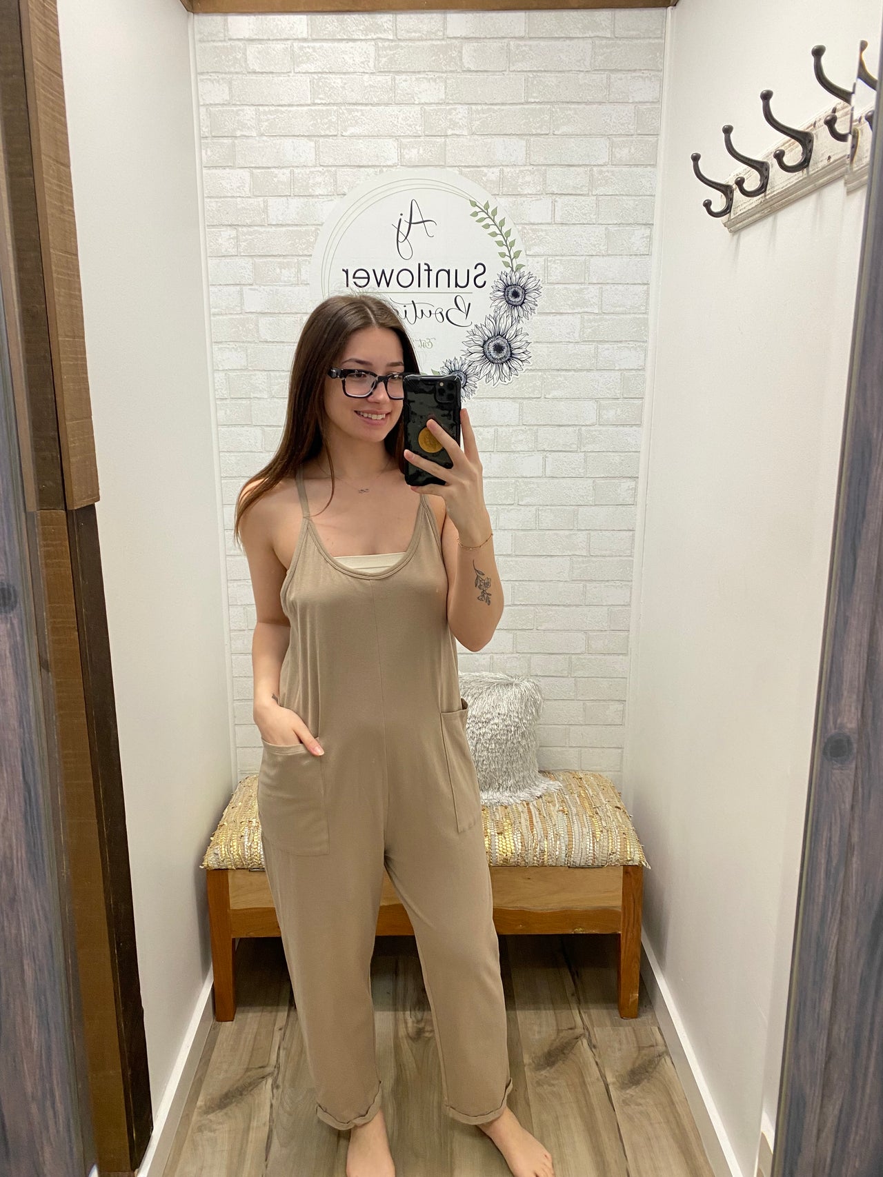 Ready to Go Jumpsuit- Tan