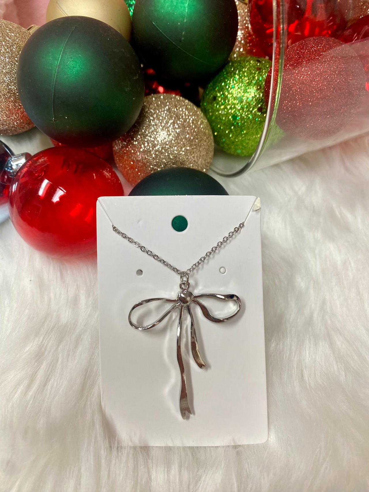 Silver Twirl Bow Necklace
