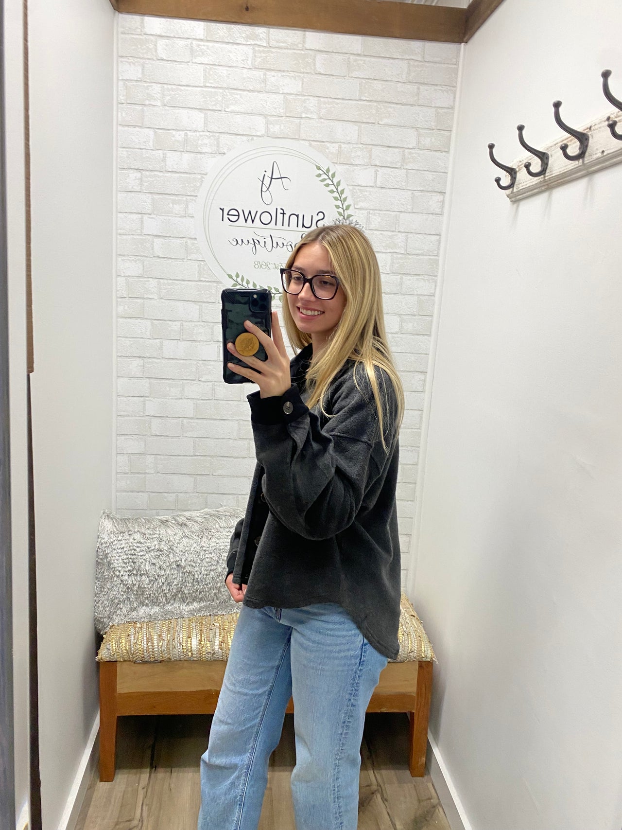 Hay There Fleece Shacket -Black