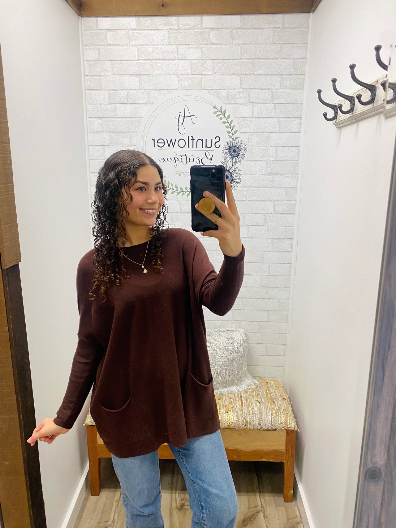 Forever Favorite Pocket Sweater-Cocoa