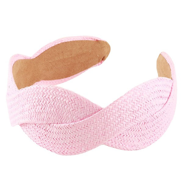 Twisted Straw Headband Pink