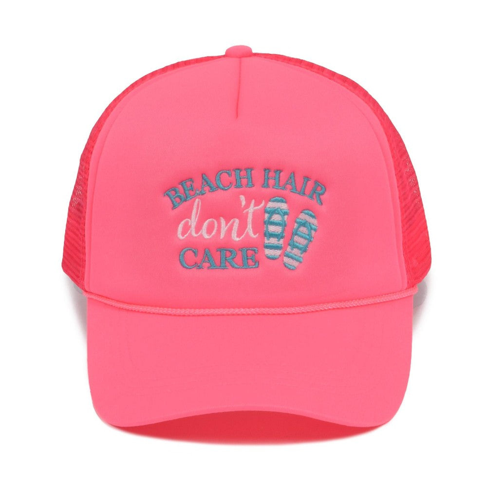 "BEACH HAIR don't CARE" Hat Pink
