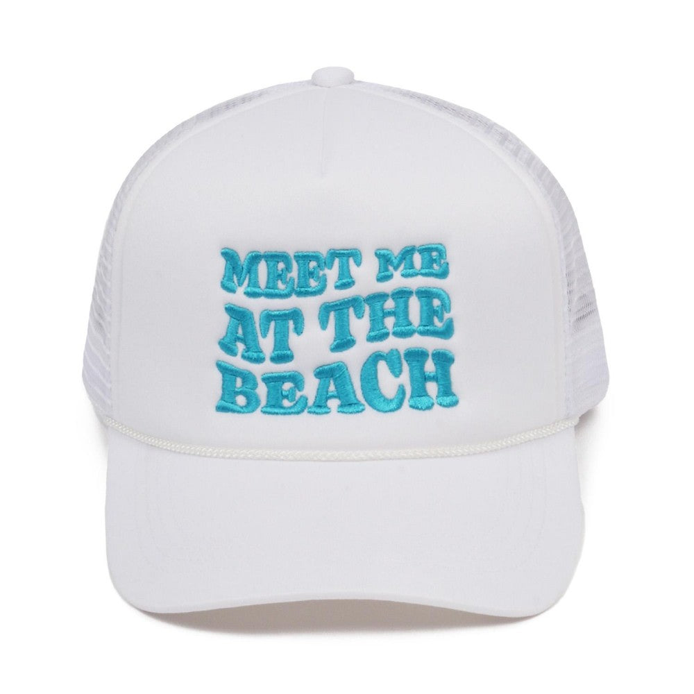 "MEET ME AT THE BEACH" Hat White
