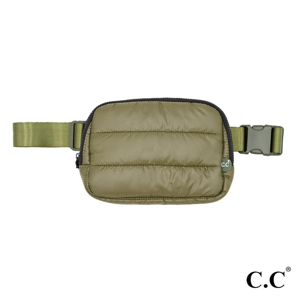 Puffer Padded Fanny Pack-Olive