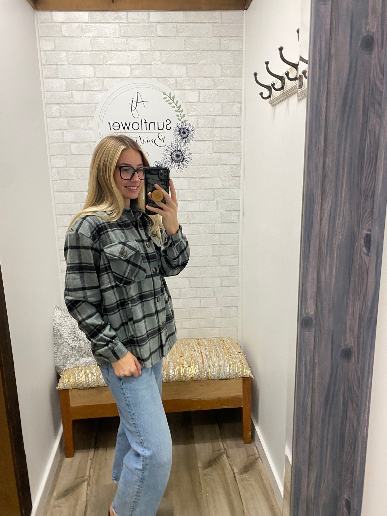 Crisp Air Plaid Shacket - Green