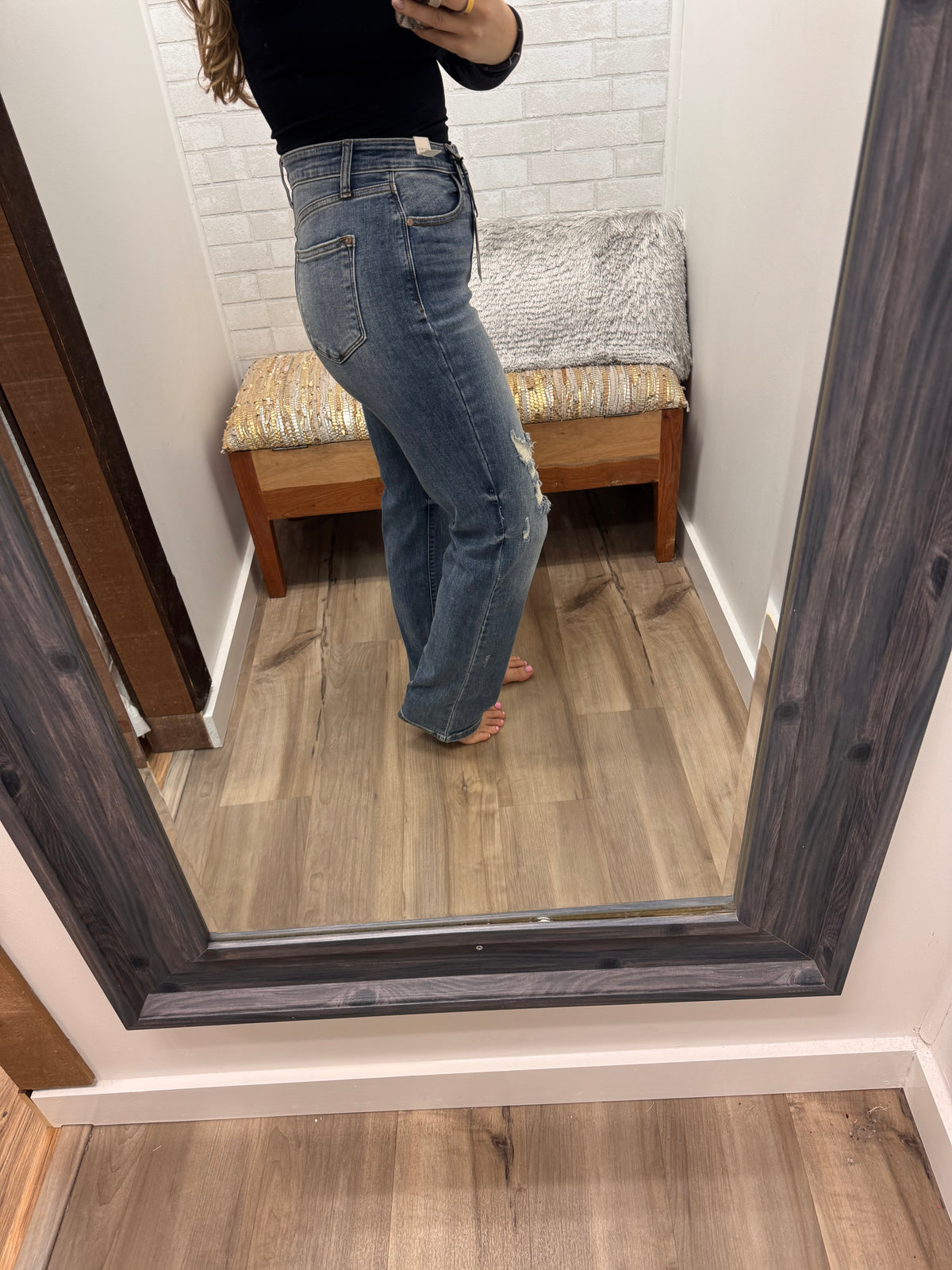Ellie High Rise Distressed Dad Jeans