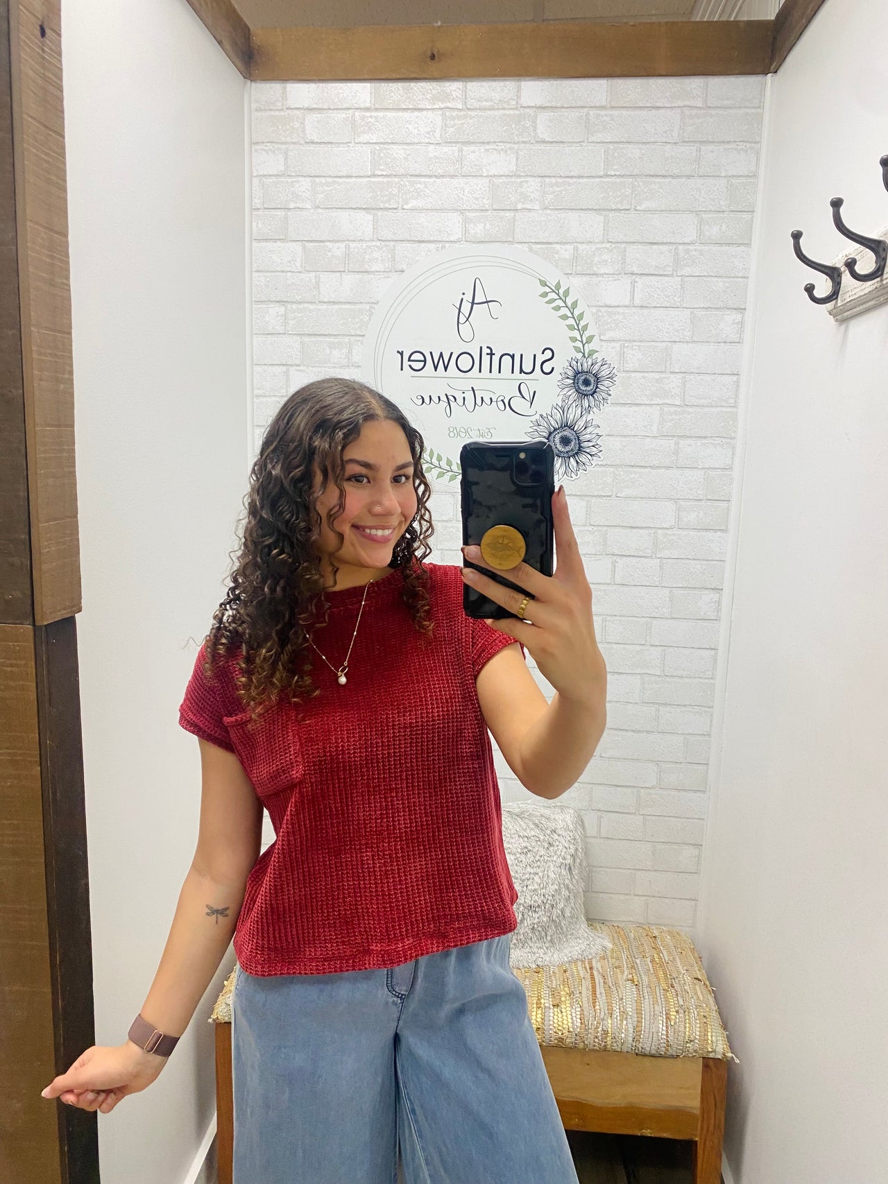 Winter Chill Mock Neck Top- Cranberry