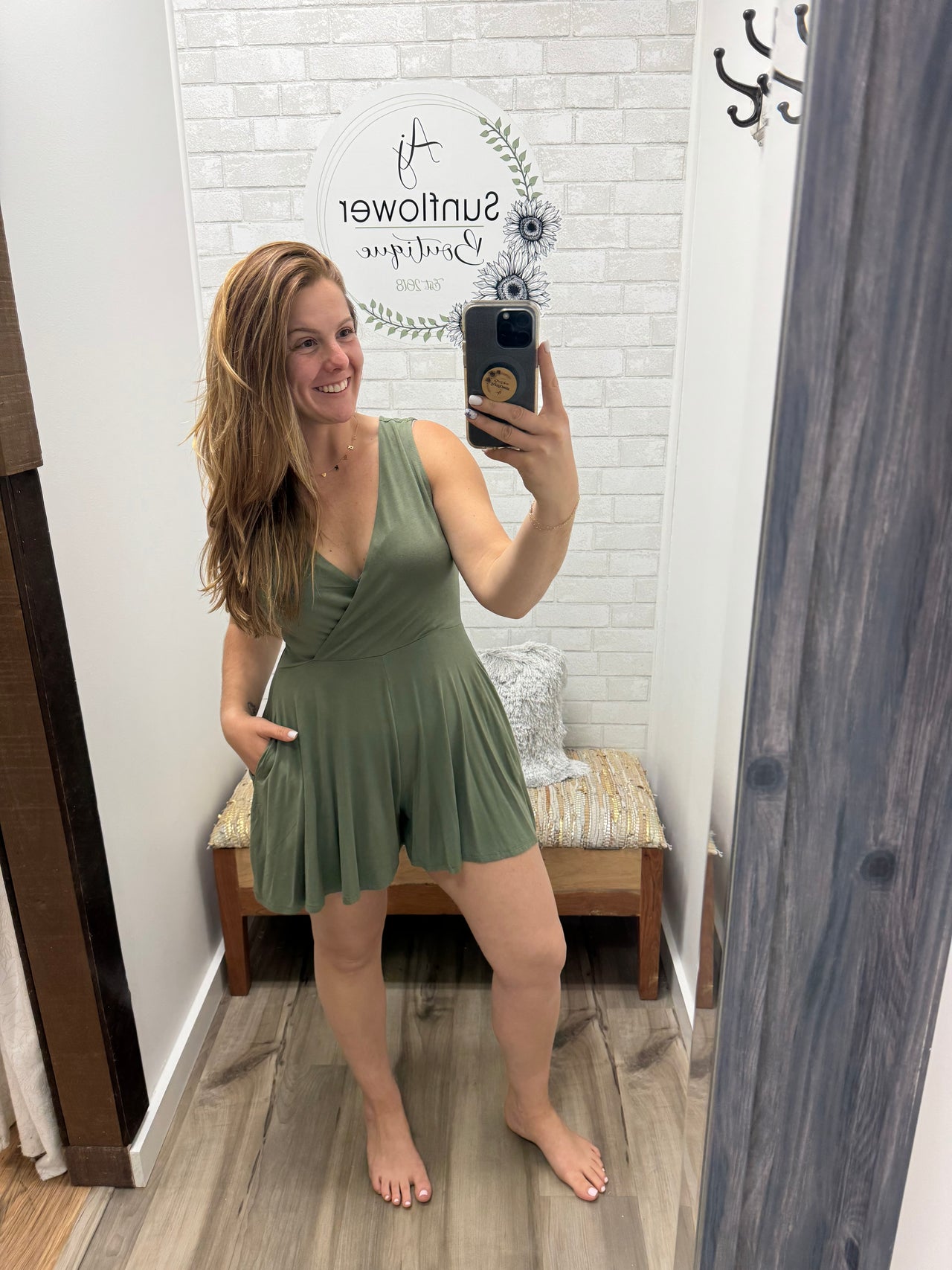 Weekend Wanders Romper-Olive