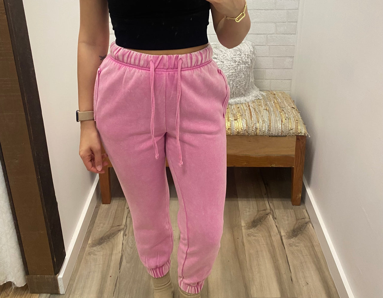Vintage Vibes Joggers-Candy Pink