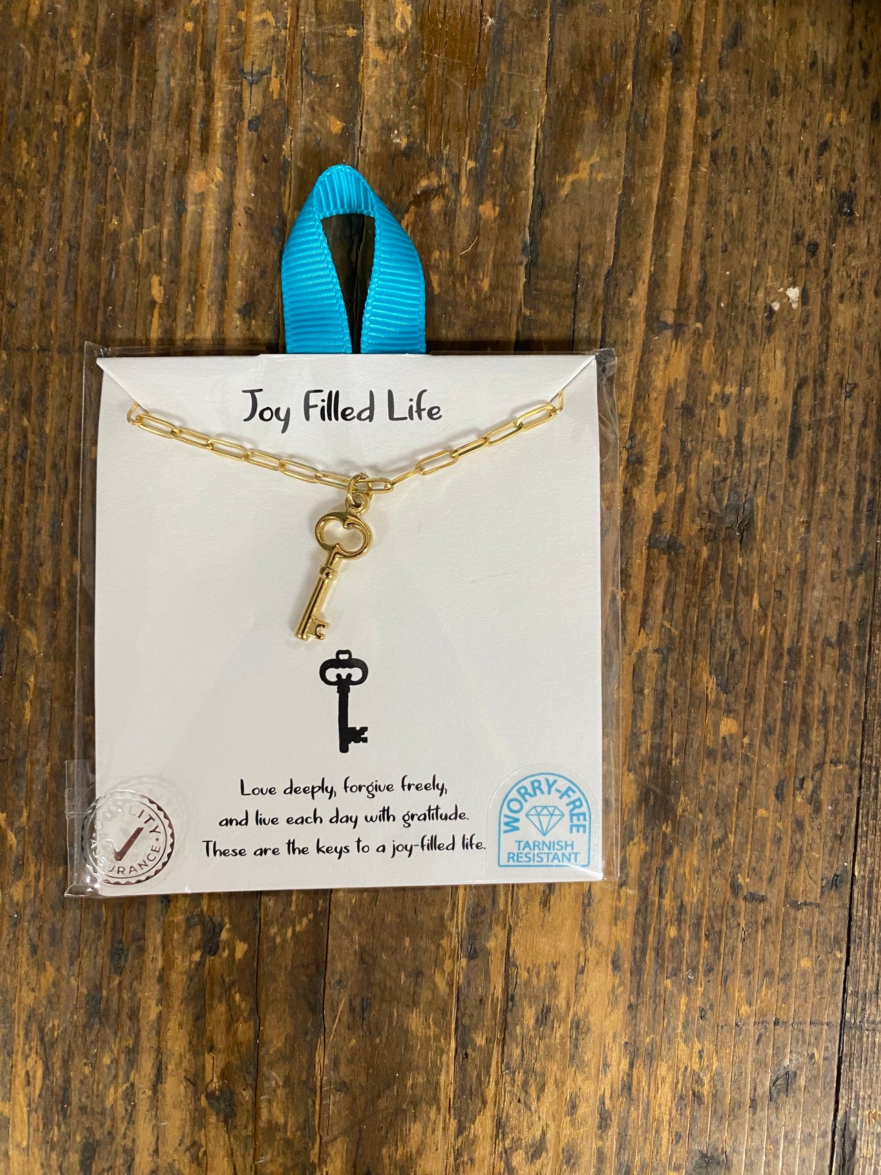 Joy Filled Life Key - Short Chain Necklace