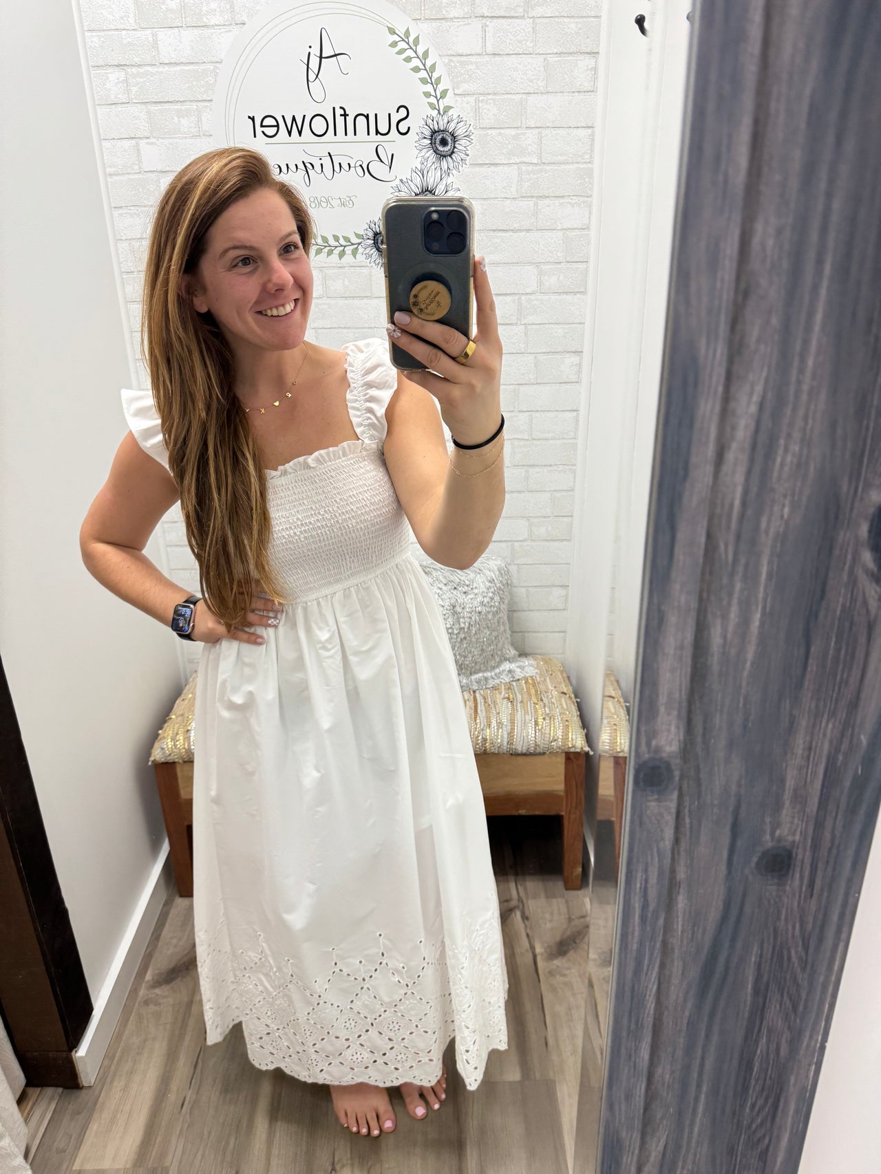 Shoreline Eyelet Dress-White