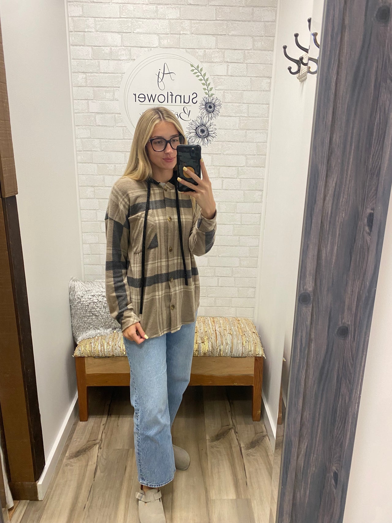 Weekender Plaid Hoodie Shacket - Mocha